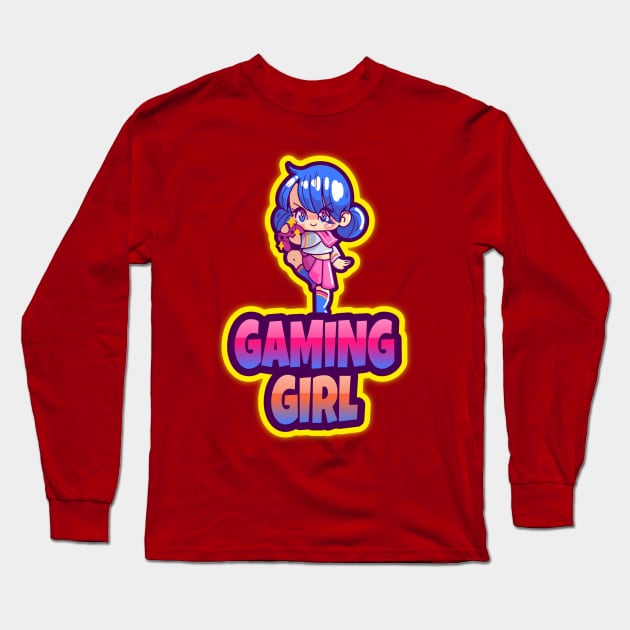 Gaming Girl Design T-shirt Coffee Mug Apparel Notebook Sticker Gift Mobile Cover Long Sleeve T-Shirt by Eemwal Design